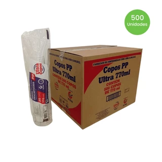 Copo de 770ml Transparente Liso PP Ultra Copos Replast com 500 unidades - Econômico e sustentável, ideal para festas e eventos