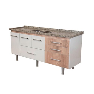 Gabinete de cozinha New Life 178,4x55cm branco e madeirado Bonatto
