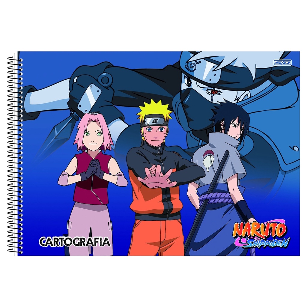 Caderno de Cartografia Desenho Espiral Capa Dura 60 Folhas Naruto