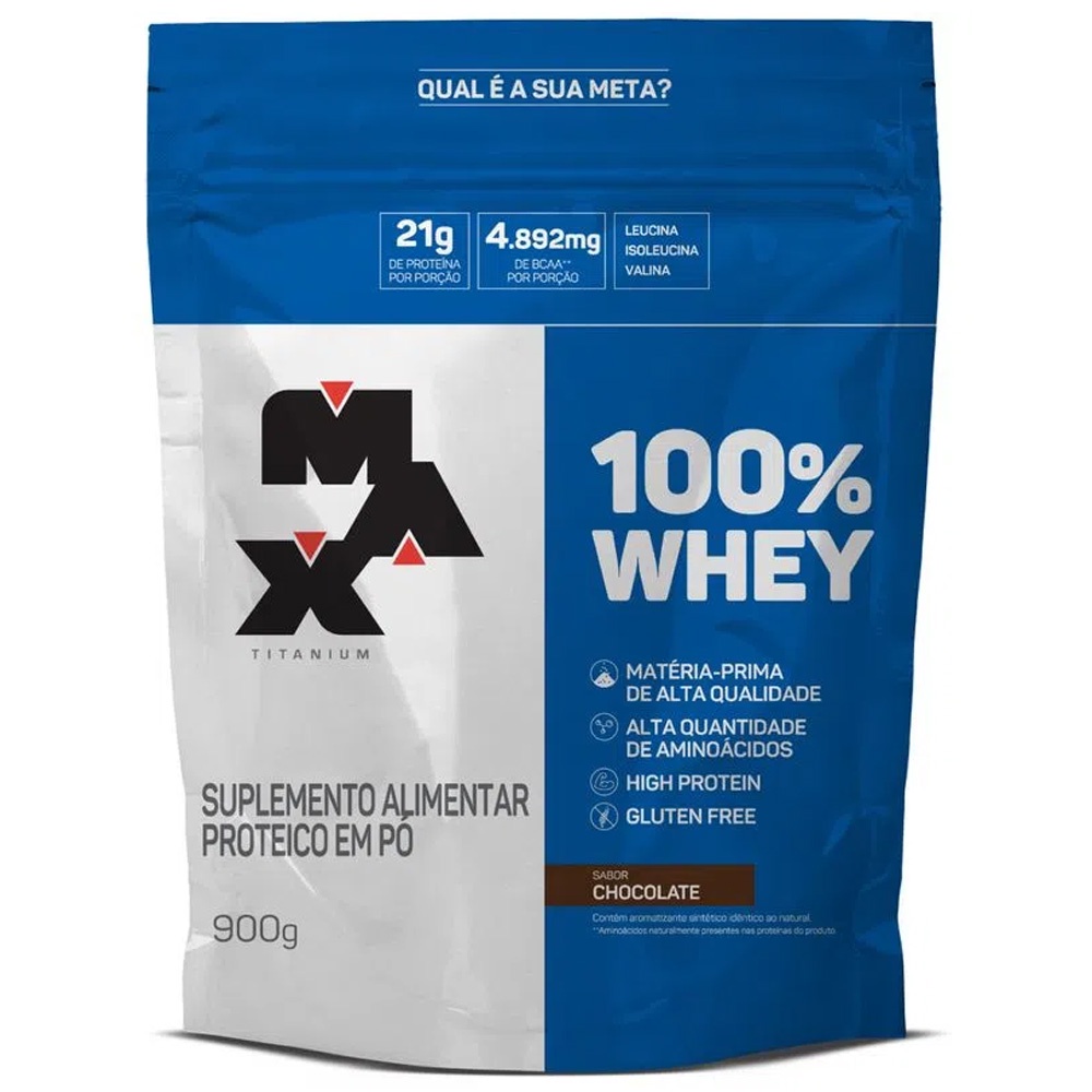 100% PURE WHEY MAX TITANIUM REFIL 900G SABOR CHOCOLATE