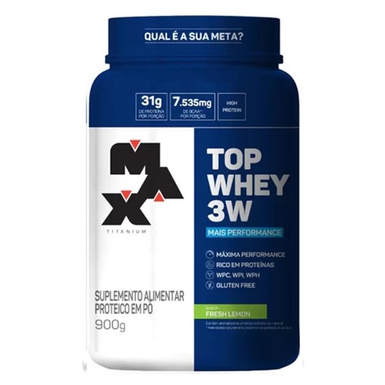 Top Whey Protein 3w 900g Isolado Concentrado Max Titanium