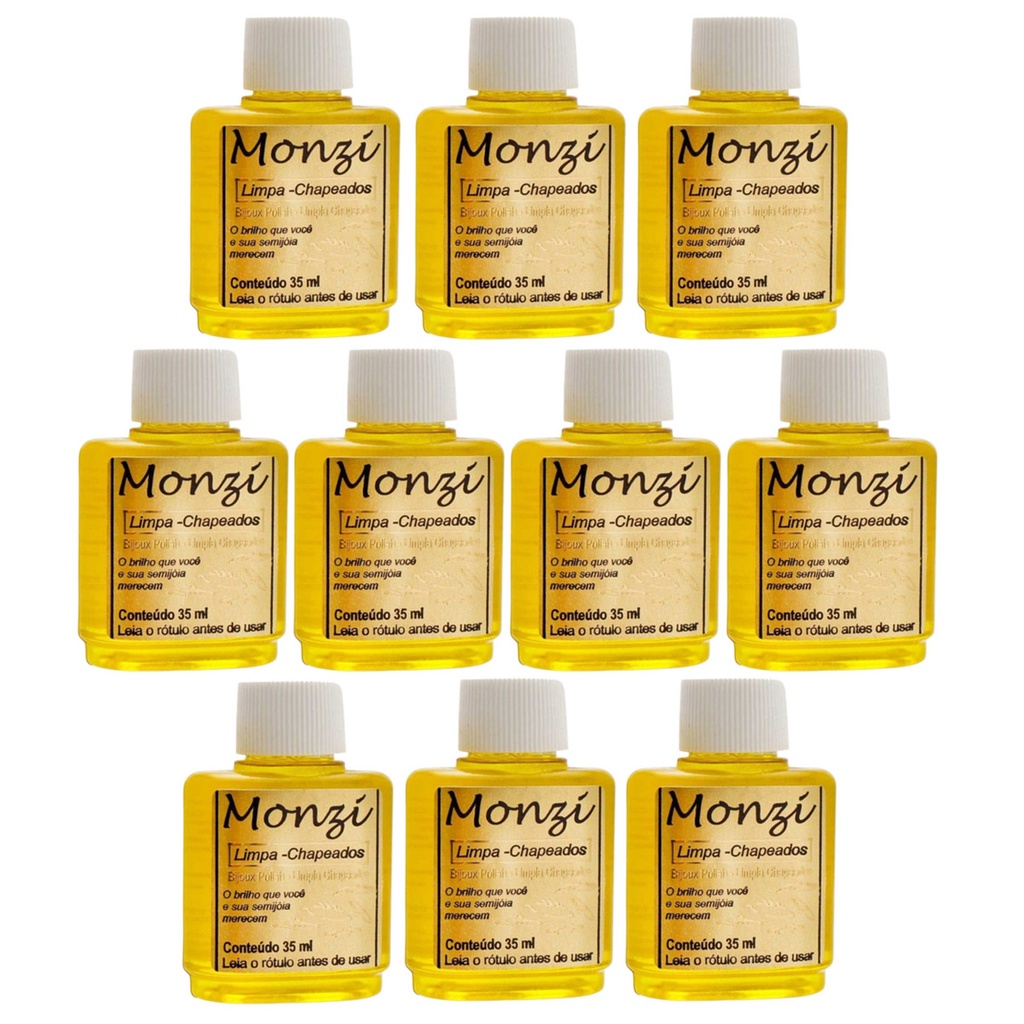 Kit 10 Limpa Chapeados Semijóia Monzi 35ml Original Liquido Jóias Combo ...