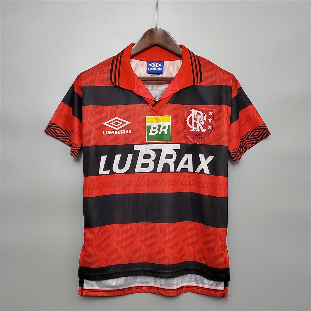 Camisa Esportiva Vermelha Retro Futebol Flamengo1995 F-O Home Homens Camisa Esportiva Vermelha