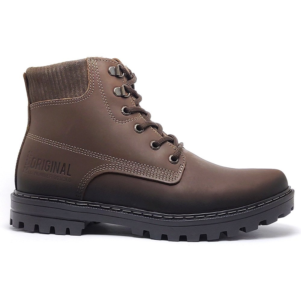 Bota Em Couro Pull Up Coffe Veludo Café 181502-02 Pegada