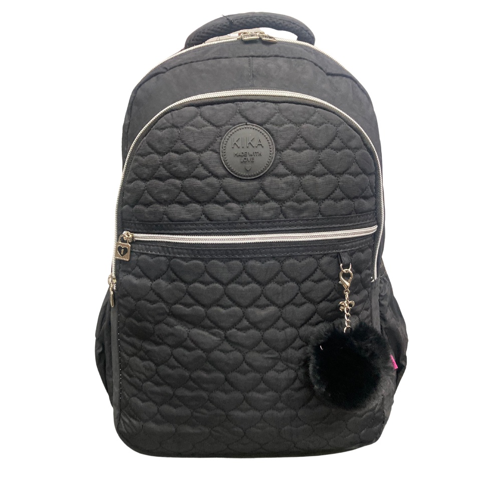 Mochila De Costas Juvenil Kika Preta Pompom - Nova Rio | Shopee Brasil
