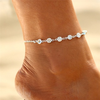 Lovito Tornozeleira Casual Estilo Praia Com Strass E Corrente Lisa Para Mulheres LFA11220