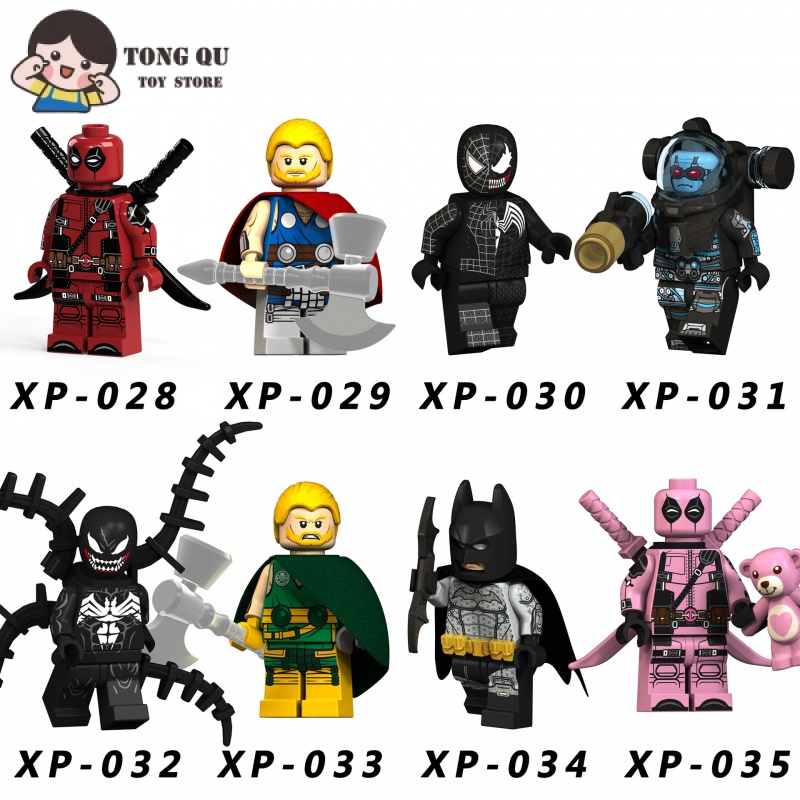 Superhero Minifigures Deadpool Building Block Dolls Modelos Colecionáveis Brinquedos De Aniversário