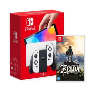 Console Nintendo Switch Oled Branco + Jogo The Legend Of Zelda: Breath Of The Wild