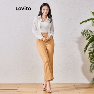Lovito Calça Casual Lisa Com Estrutura Assimétrica Para Mulheres LBL07064