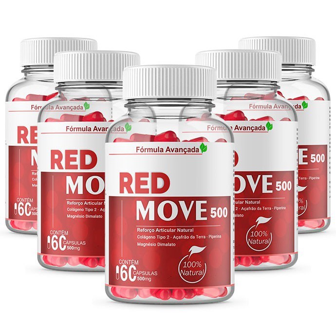 Kit 5 Potes Red Move 500 Colágeno Tipo 2 Concentrado | Shopee Brasil