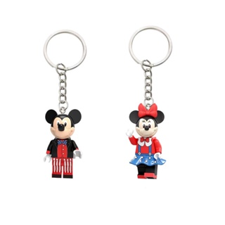Compatível Com Os Blocos De Construção De Casais Lego DIY Mickey Minnie Minifigure Keychain Pendant