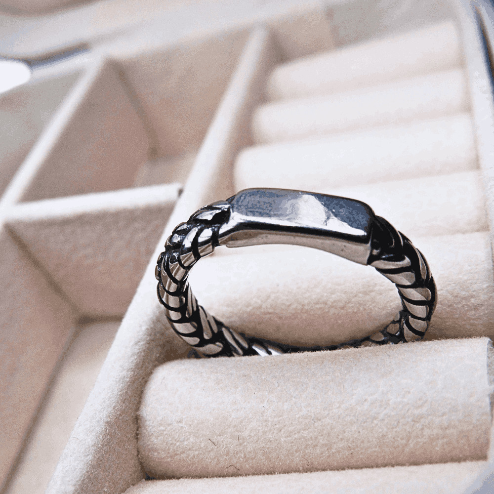 Anel Prata 4mm Masculimo Homens Moderno Detalhado Trançado