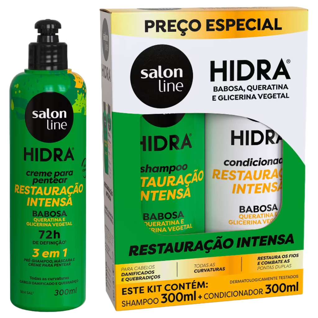 Kit HIDRA Sh+Cond+CPP Babosa Salon Line 300ml | Shopee Brasil