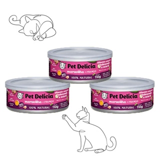 Kit 3 Ração Úmida Pet Delícia Gatos Maravilha de Frango 110g