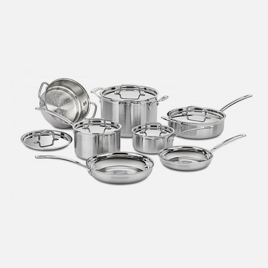 Conjunto De Panelas Cuisinart Aço Inox Multiclad Pro 12 Peças Mcp-12n