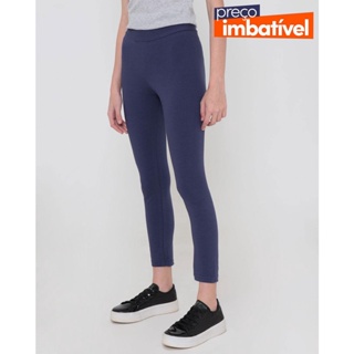 Calça Legging Juvenil Básica Lisa Azul Marinho