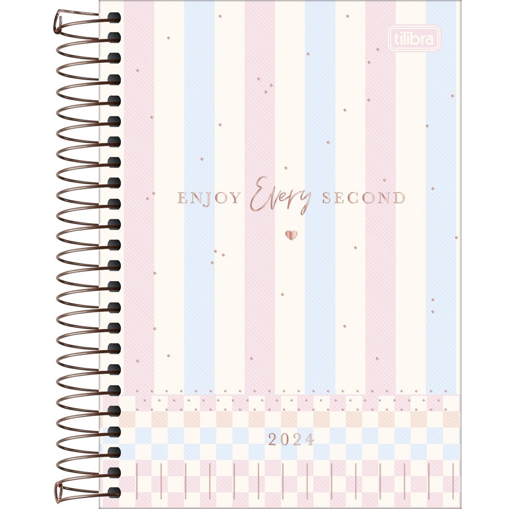 Agenda A5 2024 Diária Espiral C/ Elástico, Capa Personalizável