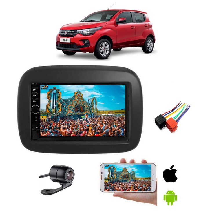 Mp5 Multimidia Moldura 2 Din Fiat Mobi 2021 2022 2023 Camera