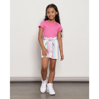 Short Infantil Faixa De Amarração Colorido Lilás