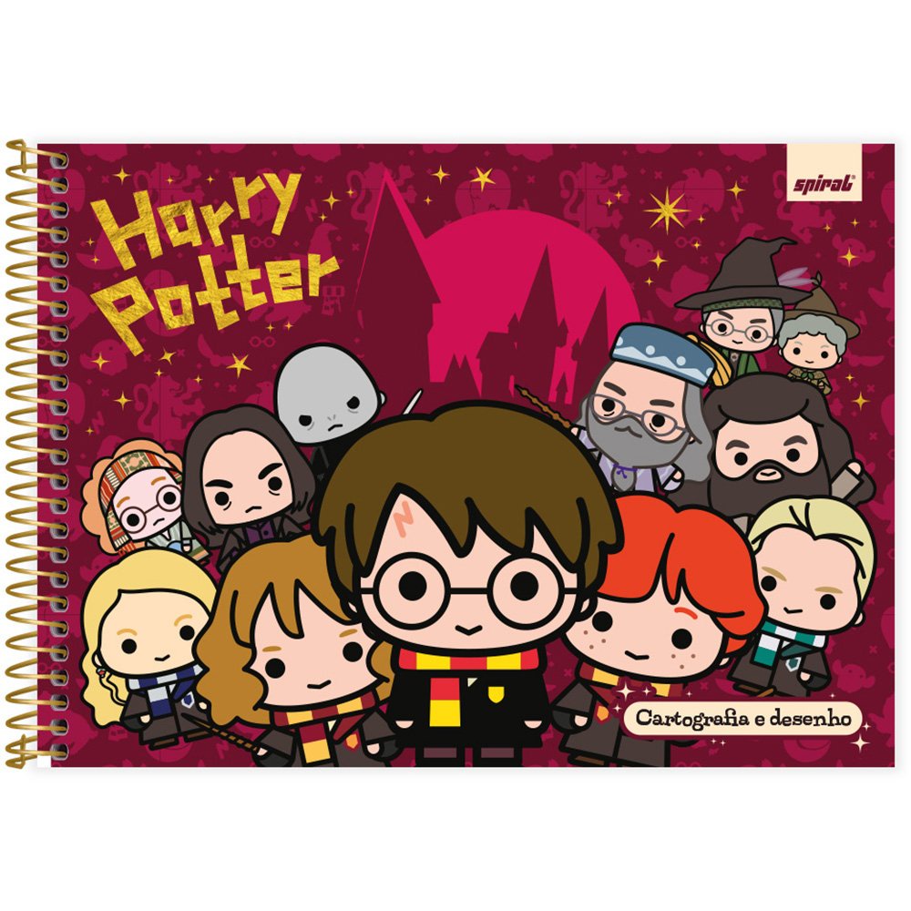 Caderno Desenho Cartografia Capa Dura 48 Folhas Harry Potter