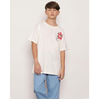 Camiseta Juvenil Manga Curta Estampada Off White