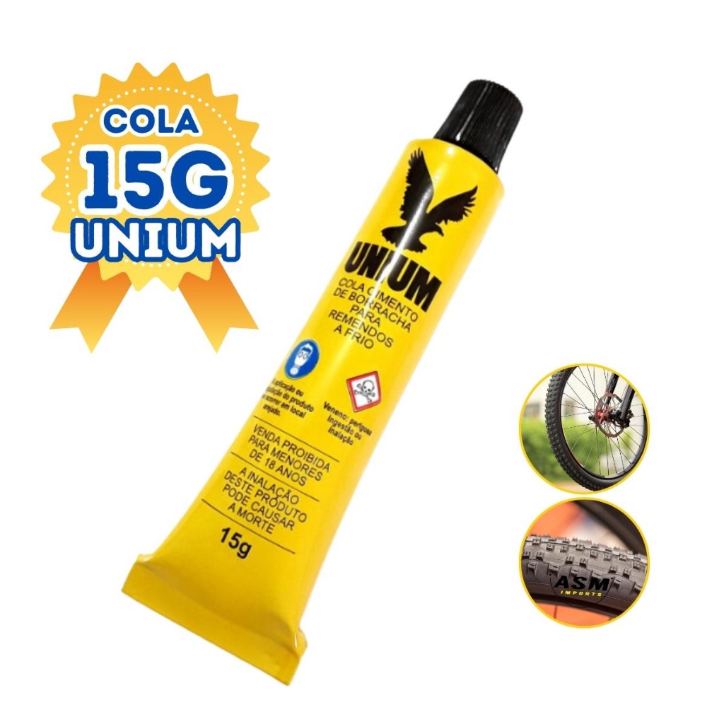 Cola Cimento Remendo A Frio Unium Pneu Câmara Bike 15gr Cola Pra Remendo