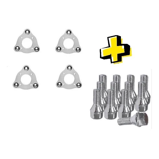 Jogo Adaptador De Roda 3 Furos Ford Para 4x100 E Parafusos | Shopee Brasil