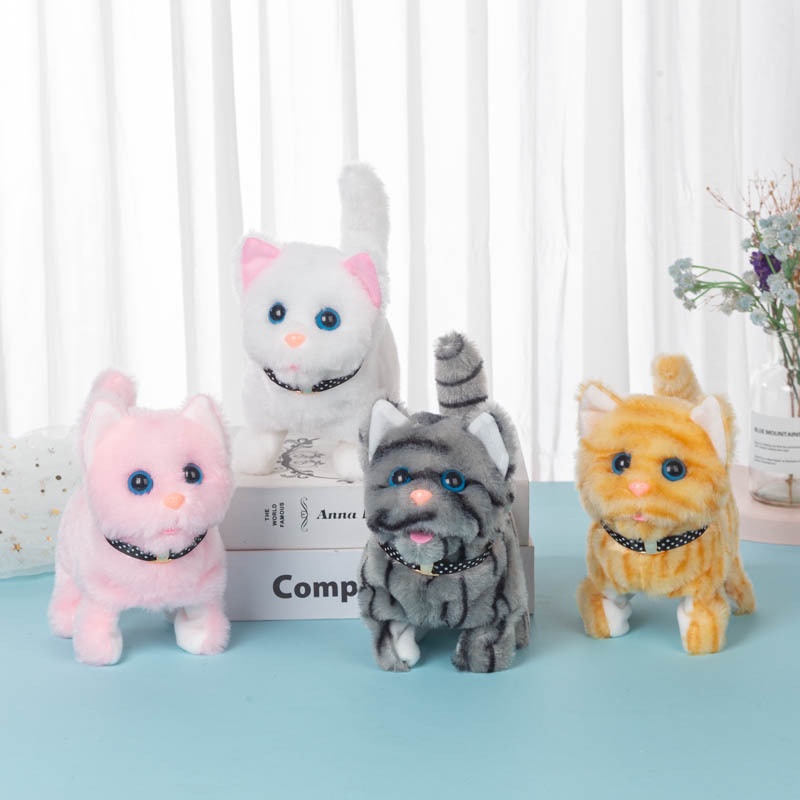 Robô Brinquedo Eletrônico de Pelúcia para Animais de Estimação Cantando e  Andando Mew Leash Gatinho Uma