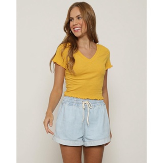 Blusa Feminina Frufru Canelada Amarela