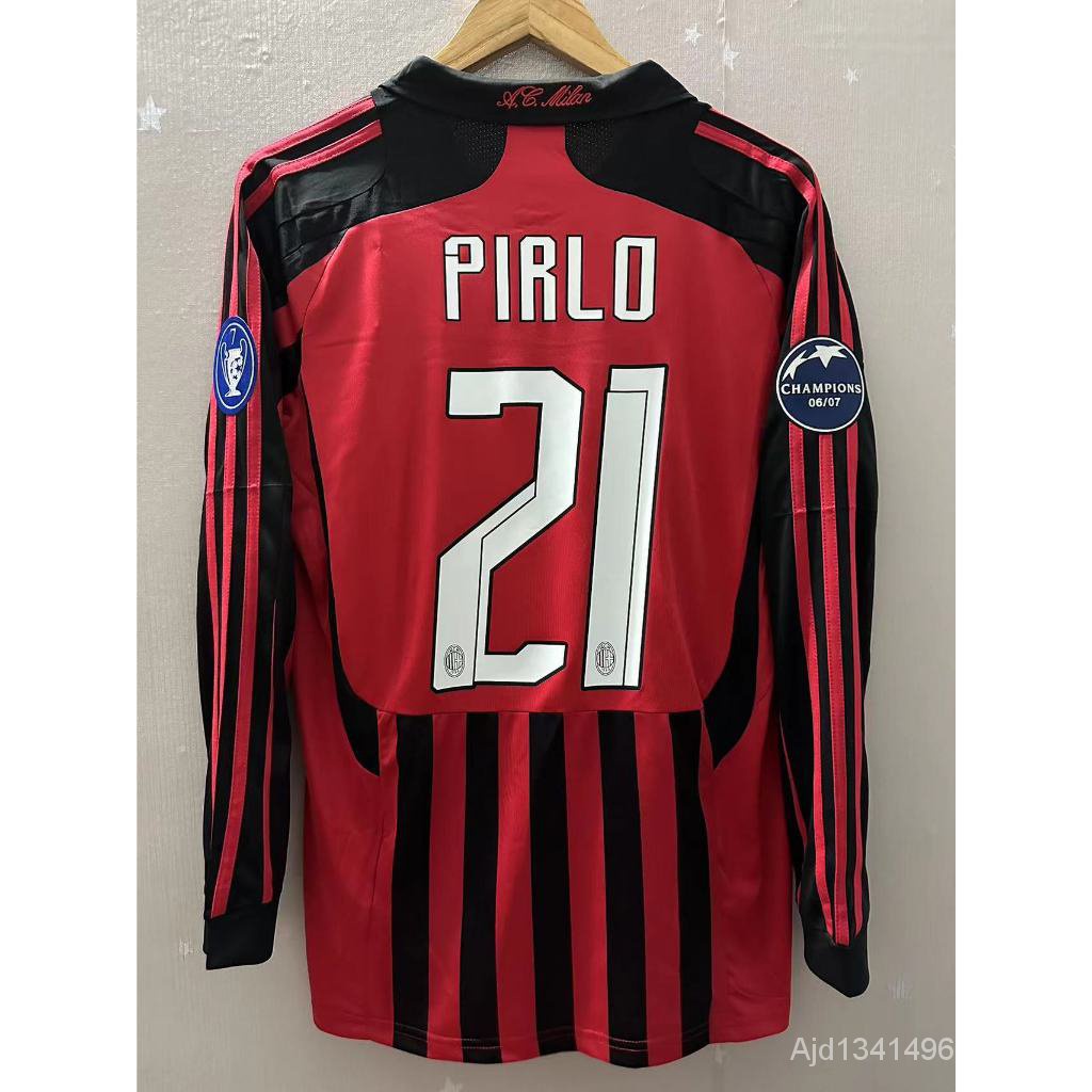 07-08 AC Milan Camiseta de alta qualidade PIRLO personalizada para camisas de futebol retrô em casa