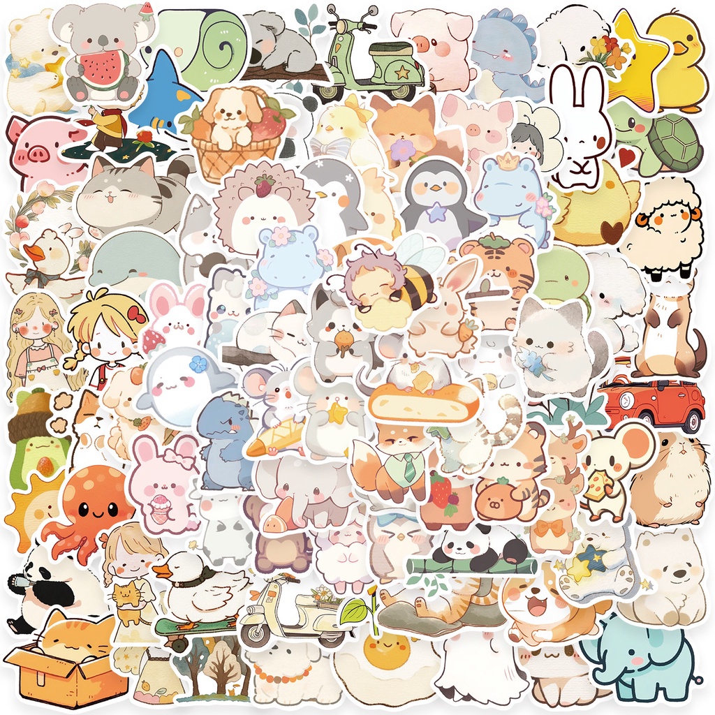 100/50PCS Tinta Fofa Animal À Prova D'água Autocolantes De Grafite Para Capacete De Bicicleta Decalques De Lápis LanLanStickersWorld