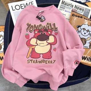 Camiseta Americana Retro Strawberry Bear Ins Loose Women