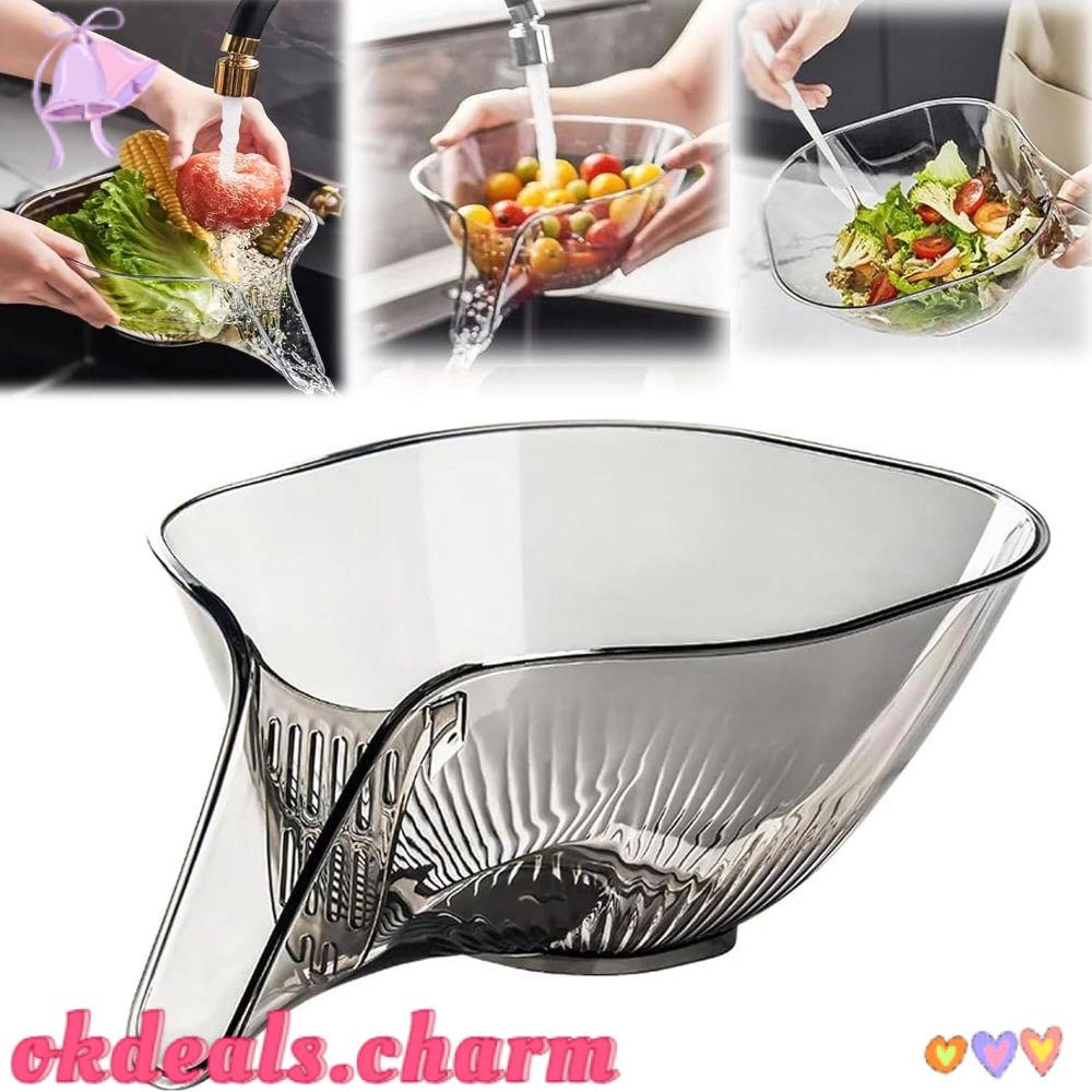 CHARM Cesta De Drenagem Multifuncional , Tigela De Salada De Cozinha , Placa Plástica De Frutas Lavatório Doméstico