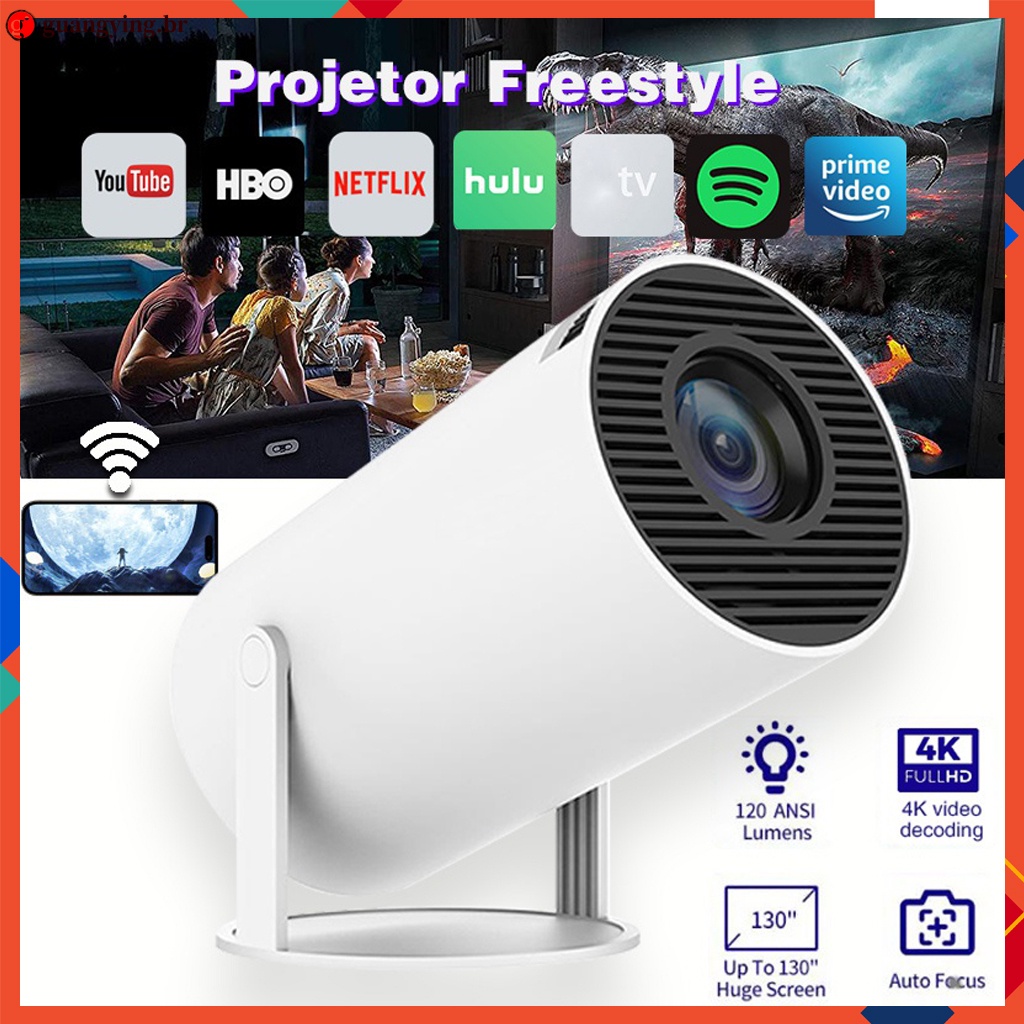 HY300 Projetor Freestyle 4K Full HD Dual WIFI6 Mini Portátil WIFI6 Home Theater Cinema Ao Ar Livre Android 11.0 Suporte 1080P