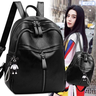 Mochila De Viagem Em Couro PU Vintage Mulheres Escolar Para Estudantes De Grande Capacidade Com Zíper