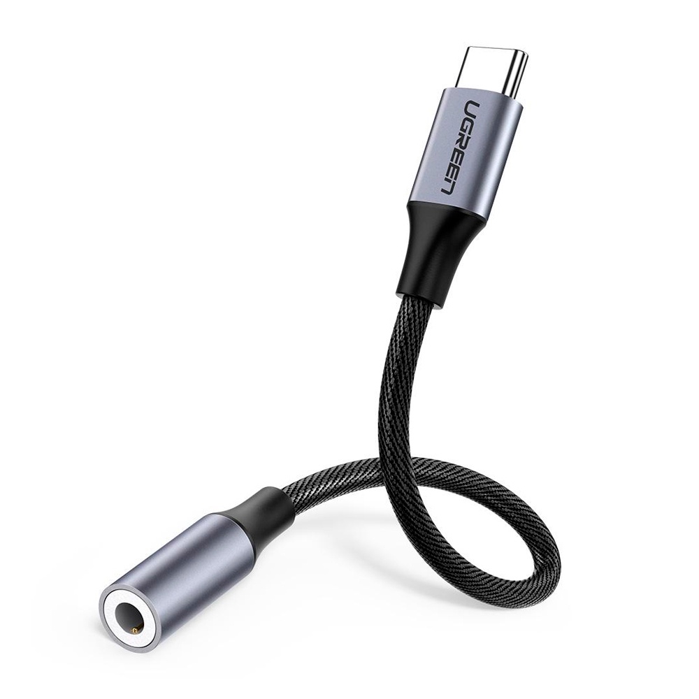 Cabo de Áudio Ugreen AV142 Usb Tipo C p 3,5mm 10cm Cinza