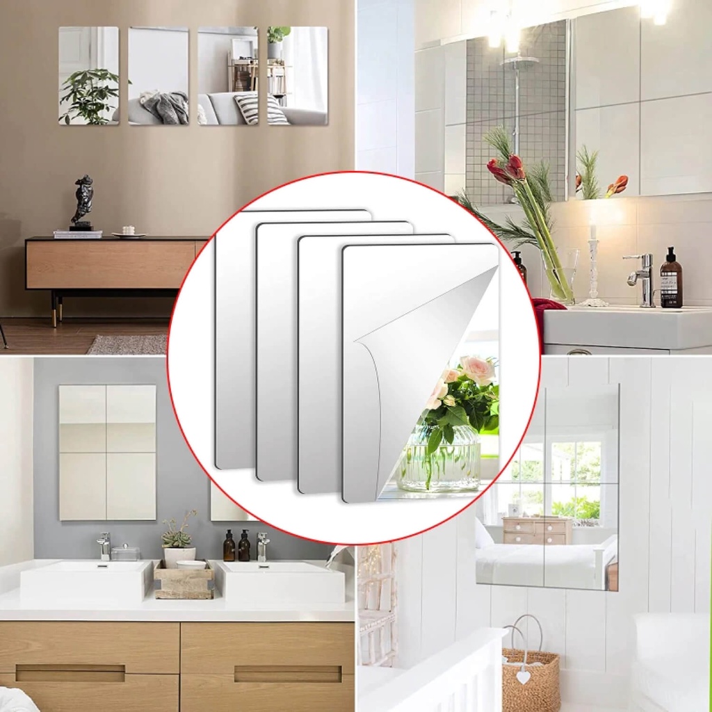 Kit c/10 Espelhos Adesivos Decorativos Retangulares 30x40cm | Shopee Brasil