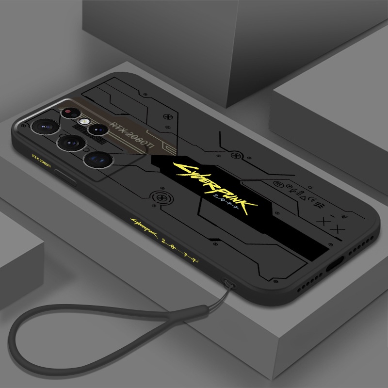 Caixa Macia De Silicone Líquido Punk Cyber Para Samsung Galaxy A05 A05S A15 A23 A35 A55 S24 Plus Ultra S24 + S24Plus S24Ultra