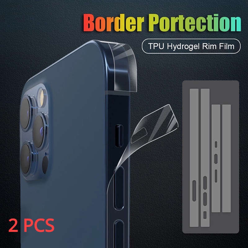 2 Peças Para iPhone 15 Plus 14 13 11 Pro Max/12 13 Mini Filme Protetor Transparente Hydrogel De Moldura Adesivo De Borda