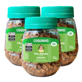 Kit 3 Coquinho Crocante Coco e Rapadura Pote 120gr cada Tia Sônia