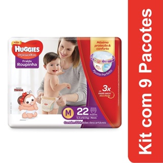 Fralda Descartável Huggies Roupinha Supreme Care Jumbo Tamanho M - 9 Pacotes com 22 Fraldas - Total 198 Tiras