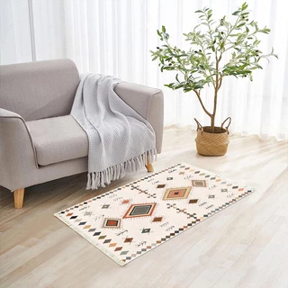 Tapete lavável da série vintage antiderrapante para sala e quarto cáqui