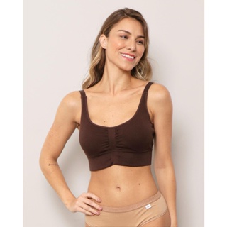 Sutiã Feminino Zee Rucci Com Bojo Removível Canelado Marrom