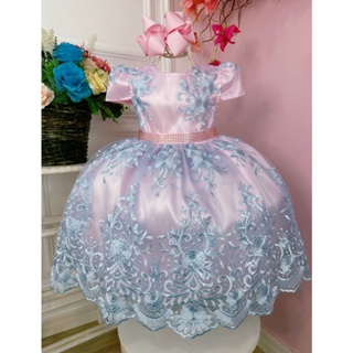 Vestido Barbie festa infantil personagens temático princesa 1 aninho a 8  anos rosa realeza luxo