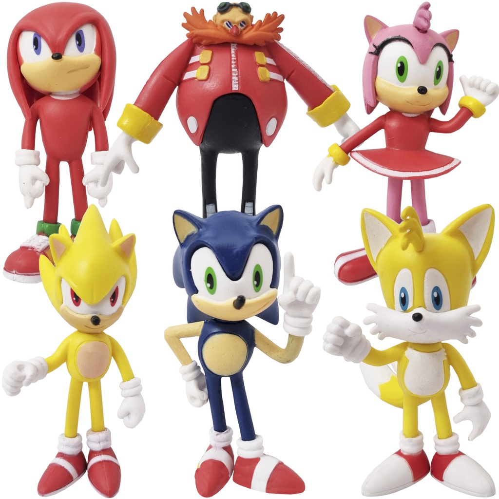 Action Figures Coleção 9 Bonecos Miniatura Sonic The Hedgehog Classic Mini  Buildable Figures Sonic Amy Tails