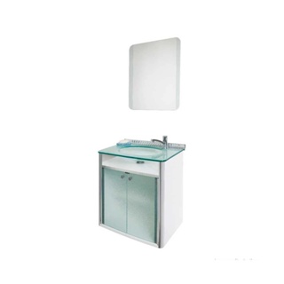 Gabinete para banheiro Cris Classic 62,5cm com lavatório branco e espelho Cris-Metal