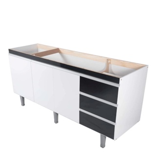 Gabinete Montebello p/ Pia 1,20MTS Branco e Preto Bonatto