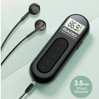 Rádio FM De Bolso Mini Pocket 76-108MHZ Receptor De Esportivo Portátil Com Clipe Traseiro 3,5mm Fone De Ouvido Luz De Fundo Visor LCD Recarregável