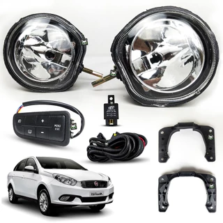 Kit Farol Auxiliar de Milha Botao Modelo Original Grand Siena 2012 2013 2014 2015 2016 2017