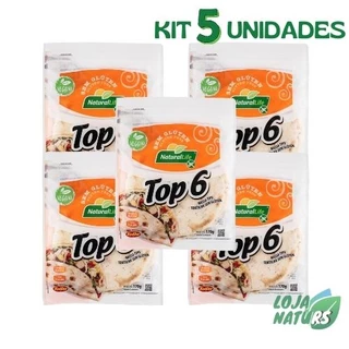 KIT 5 Unidades Massa de Tortilha Top 6 Sem Glúten Vegano 170g - Natural Life